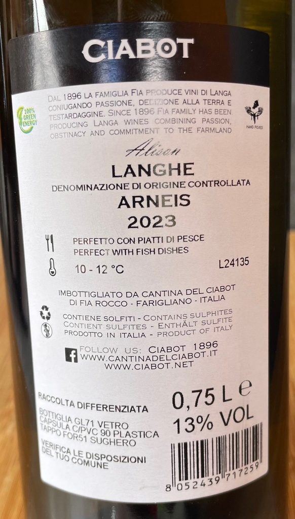 Cantina Ciabot - Alisson - Langhe Arneis